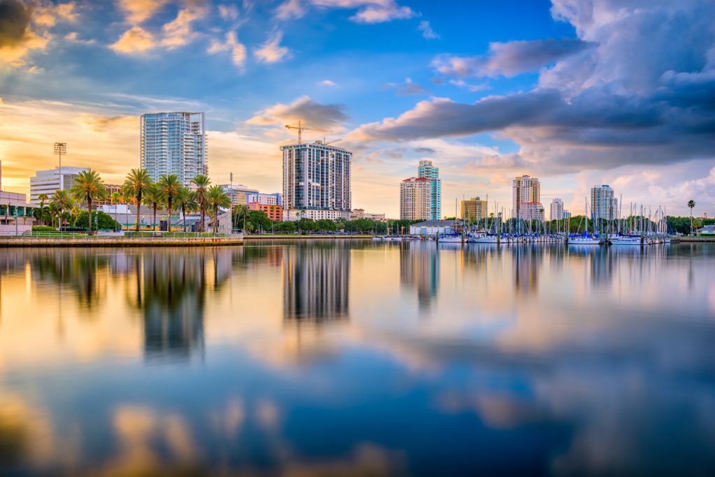 Urban downtown city skyline on the bay